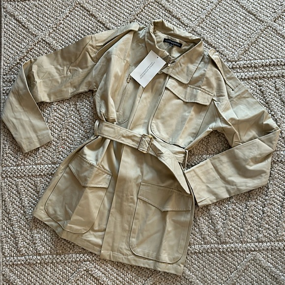 Naked Wardrobe Trench Coat in Khaki - Picture 1 of 2